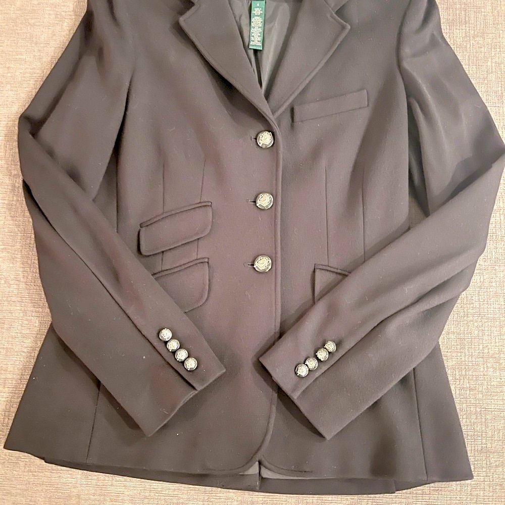 Lauren Ralph Lauren Equestrian Point Knit Stretch Blazer Sz 4 - Picture 4 of 10